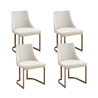 Artiss Dining Chairs Set of 4 Linen Fabric Frame Beige