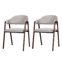 Dining Chairs Set of 2 Linen Hollow Armchair Grey