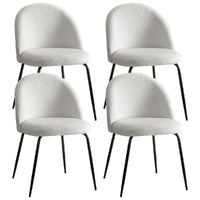 Artiss Dining Chairs Set of 4 Sherpa Boucle White