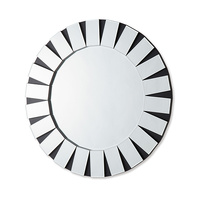 Wall Mirror Clear Image MDF Construction Round Shape Combination Of Black & Silver Colour