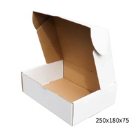 250x180x75mm White Cardboard Mailer Box  Self-Locking Die-Cut 100pk
