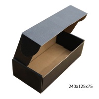 240x125x75mm Black Cardboard Mailer Box  Self-Locking Die-Cut 100pk