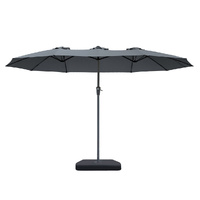 Centra 4.5M Double-sided Patio Umbrella Outdoor Umbrella Base Stand Grey