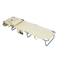 Levede Foldable Beach Lounge Chairs with Face Hole Khaki