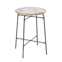 Outdoor Bar Table Wicker Dining Bistro Patio Balcony Glass Table Steel
