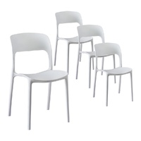 Gardeon 4PC Outdoor Dining Chairs Stackable PP Patio Chair Garden Furniture White