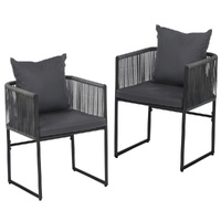 Gardeon 2PC Outdoor Dining Chairs Woven Rope Chair Patio Furniture Garden Steel