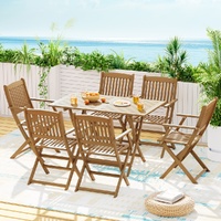 Outdoor Dining Set 7 Piece Wooden Table Chairs Setting Foldable