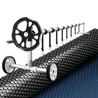 Aqua Buddy Pool Cover 600 Micron 10x4m w/ Roller 5.55m Black Solar Blanket