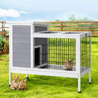 Rabbit Hutch 97cm x 49cm x 86cm Chicken Coop Large Run Wooden Outdoor Cage House