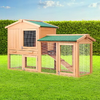 Chicken Coop Rabbit Hutch 138cm x 44cm x 85cm Large House Run Cage Wooden Outdoor