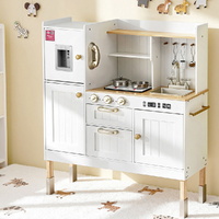 Keezi Kids Kitchen Play Set Wooden Pretend Toys Cooking Children Storage Golden