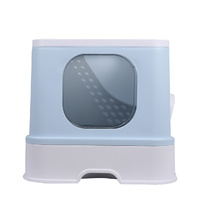 Cat Litter Box Fully Enclosed Kitty Blue