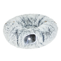 Pawz Cat Tunnel Foldable Fluffy Plush Play Tube Grey