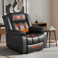 Artiss Manual Massage Recliner Chair for Living Room, Leather Sofa Lounge Reclining Chair with 2 USB Port, 160° Recline Reading Chair with 20CM Wide A