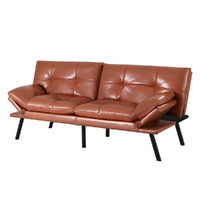 Artiss Sofa Bed Convertible 3 Seater Couch Recliner Lounge Chair Leather Brown