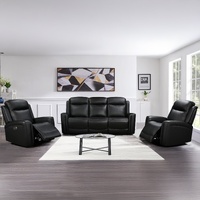 3-1-1 Seater Electric Leather/PVC Black Recliner Set