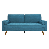  Fabric Sofa Armchair 3 Seater Couch Blue 191cm Wide