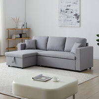 Multifunctional Sofa Bed Fabric Upholstery Chaise Section Comfy Cushions Armrests