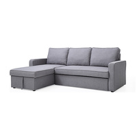Haddam 2 Seater Sofa Bed with pull Out Storage Corner Chaise Lounge Set in Grey