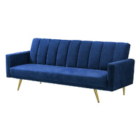  Sofa Bed Convertible Velvet Lounge Recliner Couch Sleeper 3 Seater Blue