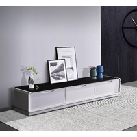 Metro TV Cabinet Black Glass & White painting