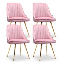 Artiss Dining Chairs Set of 4 Velvet Channel Tufted Pink
