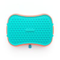 4-in-1 Slow Feeder Dog Bowl - Warm Ocean Red Bowl with Teal Lickmat