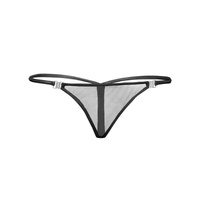 Noir Inviting Tulle G String - Black - Large