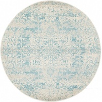 Evoke 253 White Blue Round by Rug Culture -150X150CM - ROUND