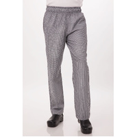 Essential Men's Small Checks XL Baggy Black Chef Pants by Chef Works