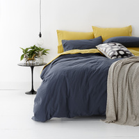 European Vintage Washed Cotton Blue Quilt Cover Set by Park Avenue King