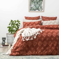 Medallion Cotton Vintage Washed Tufted Auburn Quilt Cover Set by Park Avenue King