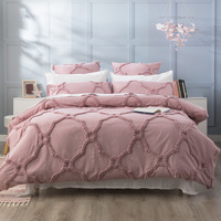 Moroccan 100% Cotton Chenille Vintage Washed Tufted Blush Quilt Cover Set by Renee Taylor King