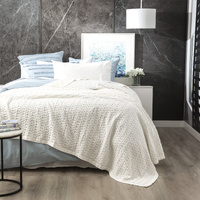 Lexico Cotton Waffle White Blankets by Renee Taylor Queen/King