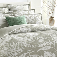 Palm Tree Jacquard Sage Green Quilt Cover Set by Renee Taylor Queen