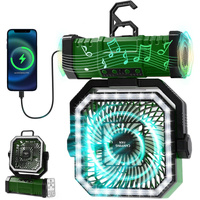 20000mAh Portable Camping Fan, Rechargeable Battery Operated Oscillating Camp Tent Fan W/Remote control, 4 Speeds, LED lights & 360° Rotation Hook for