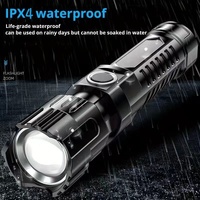 1 USB rechargeable flashlight, ultra-bright LED handheld outdoor emergency light, with telescopic zoom, wide beam, 1800mAh lithium battery, 150 lumens