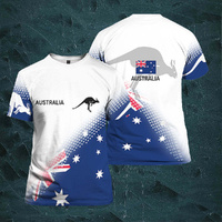 Australian Flag Kangaroo Print Unisex O-Neck Short Sleeve T-Shirt Summer Breathable Cotton Blend Streetwear Top（XXL）| Other styles Available in Store