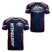Australian National Emblem & Flag Print Unisex O-Neck Short Sleeve T-Shirt Summer Breathable Cotton-Blend Streetwear Top（3XL）| Other styles Available 