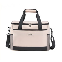 Beige Insulated Picnic Cooler Bag: Portable Waterproof Ice Bag for Outdoor Camping, Picnics & Home Use（30L）