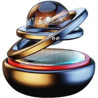 Black Solar-Powered Rotating Car Air Freshener: Space-Themed Dashboard Decor with Ocean Scent & 16 Cologne Pads