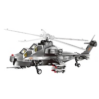 Christmas gift WZ-10 Attack Helicopter Building Blocks Set, 264 Pieces Military Model Kit for Kids Aged 6+ & Enthusiasts（WZ10 helicopter gunship）