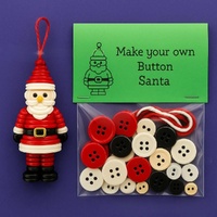 Christmas gift Christmas Button Ornament - Festive Santa Design Craft Kit- Set of 5 pieces（Santa Claus、Snowman、angel、Red Christmas tree and green Chri