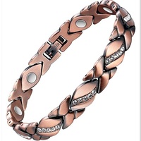 Christmas gift Stylish Ancient Copper Magnetic Therapy Bracelet with Diamond Accents - Enhance Health & Elegance（bronze）