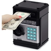 Smart ATM Piggy Bank with Password Lock & Coin Slot – Educational Money Box for Kids, Saves Coins & Bills (Black) | Other Colors Available In-Store