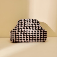 Houndstooth Knit Cloud Bag: Commute & Daily Handbag, Portable Storage Clutch (Khaki) | Other Colors Available in Store