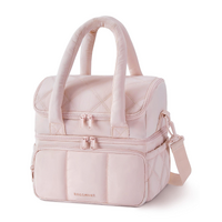Double-Layer Insulated Lunch Bag with Quilted Design – 11.8L Cooler Tote for Work, Picnics & Travel (Pink) | Other Colors Available In-Store