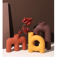Tubular Letter Vase Set（3-Piece ） – Modern Ceramic Decor for Living Room, Dining Table & TV Stand | Other Luxury Styles Available in Store