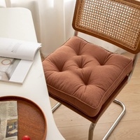 43×43×6cm Linen Cotton Thick Seat Cushion: Plush, Solid-Colour, for Office & Home Chairs, Aussie Comfort Essential（Bean Coffee）